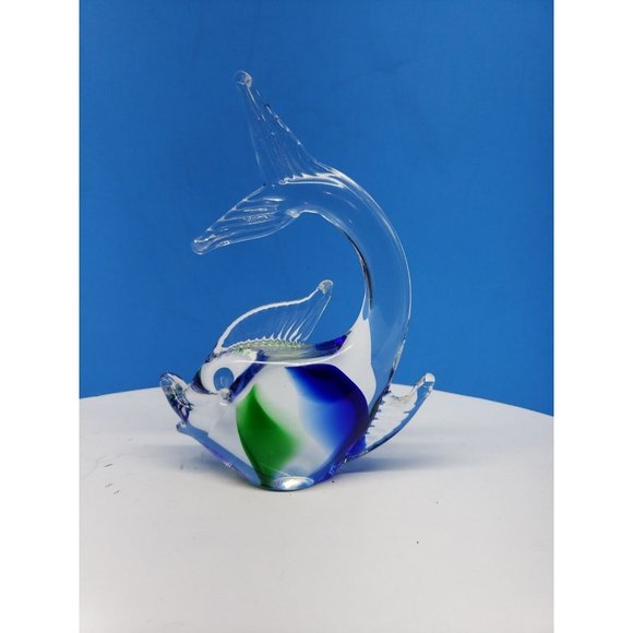 Unique Vintage | Accents | Vintage Art Glass Fish Paperweight Green ...